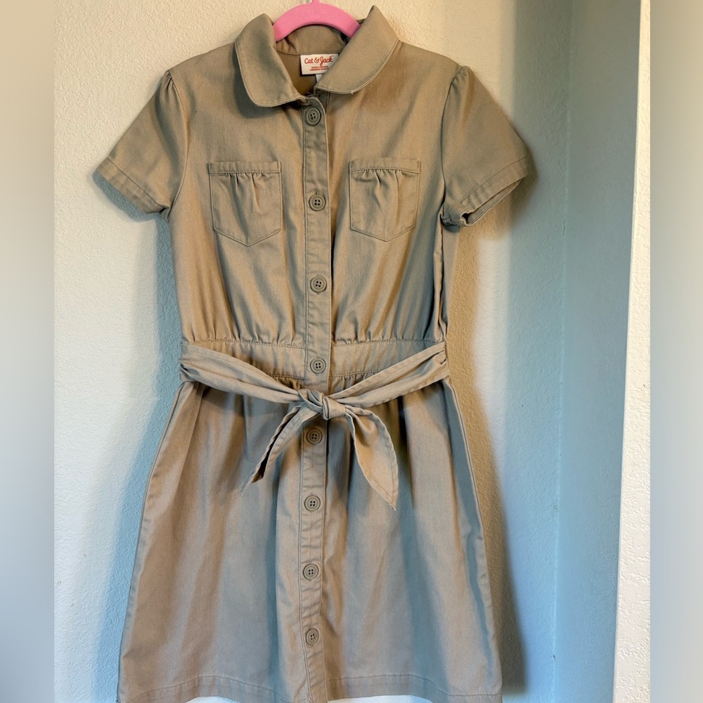 Cat & Jack Tan Polo Collar A-Line Dress